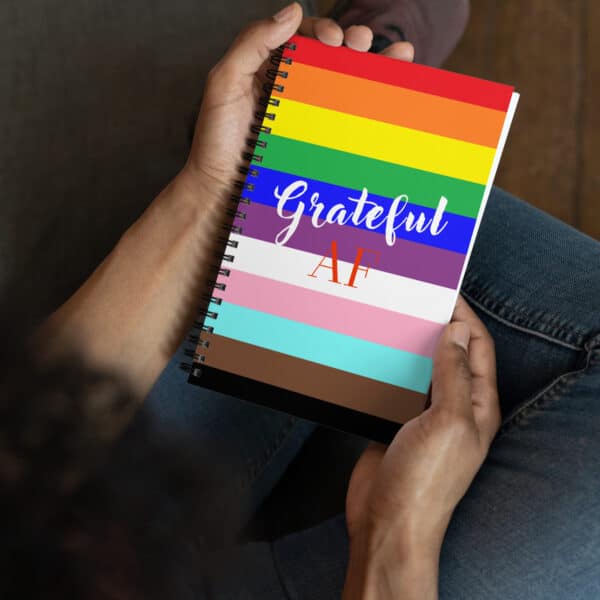PRIDE "Grateful AF" Notebook.  Supports the Trevor Project.